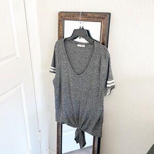 SO gray front knot knit top
